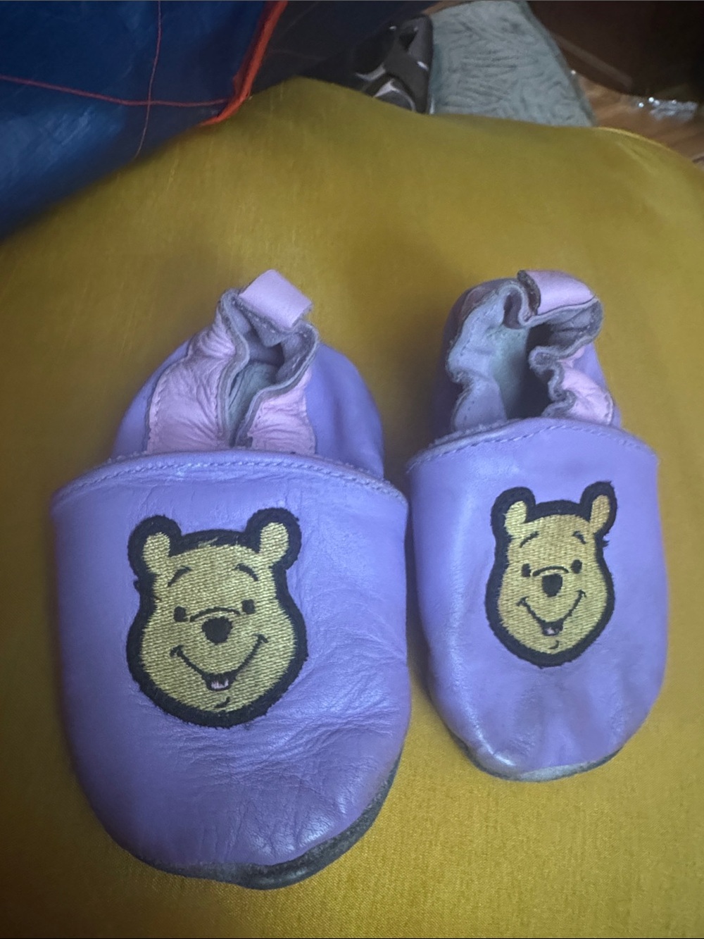 Disney Purple Baby Walker Shoes with Yellow Winnie the Pooh Patch